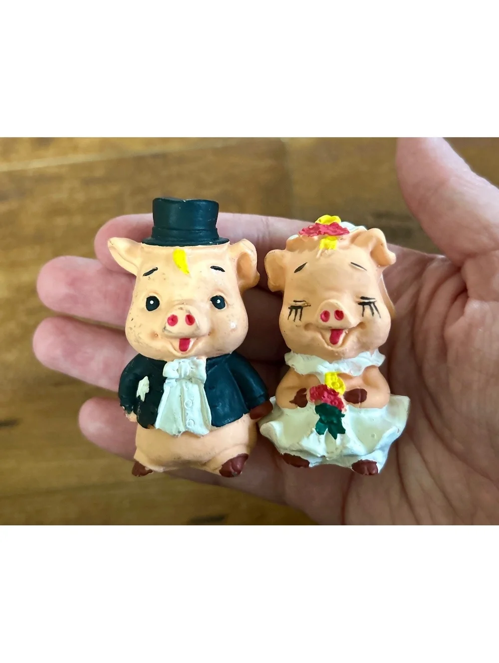 Vintage Ceramic Bride and Groom Pig Figurines